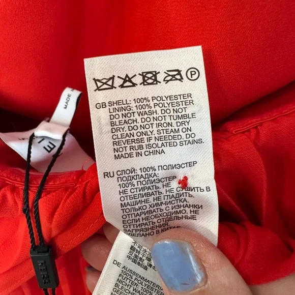 NWT REISS Roya Pleated Halter Dress Red 6 - Picture 14 of 14